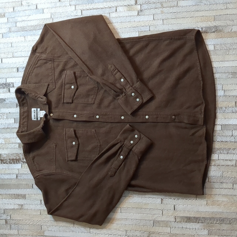 Ariat Hyde Retro Fitted Button Down Brown Long-Sl… - image 1